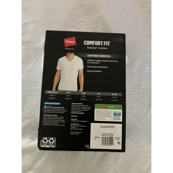 Hanes®Men's V neck T-shirt 3 pack White " COMFORT FIT & COTTON STRETCH " - Picture 2 of 2